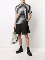 Thumbnail for your product : Junya Watanabe short-sleeved striped side-slit T-shirt