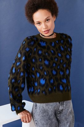 Ecote Brushed Leopard Crew-Neck Sweater