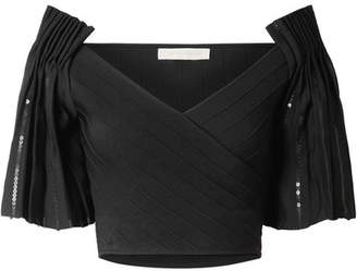 Jonathan Simkhai Wrap-effect Sequin-embellished Bandage Top - Black