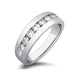 South Beach Diamonds 0.70 ct Men's Round Cut Diamond Wedding Band Ring In Channel Setting in 14 kt White Gold In Size 12.5
