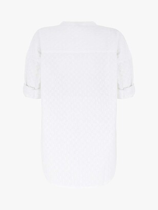 Mint Velvet Cotton Dobby Shirt, White Ivory