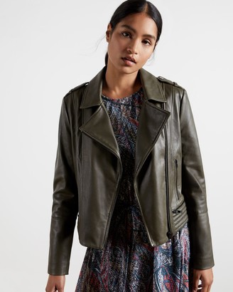 trouve drape front leather jacket