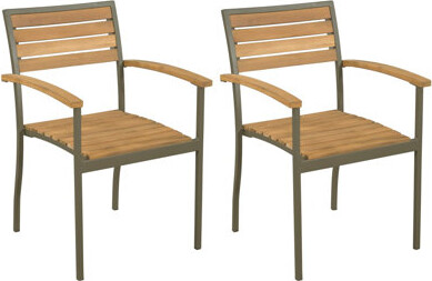 East Urban Home Stacking Teak Patio Dining Armchair