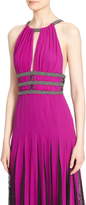 Thumbnail for your product : Badgley Mischka Collection Couture Silk Halter Gown with Lace Pleats