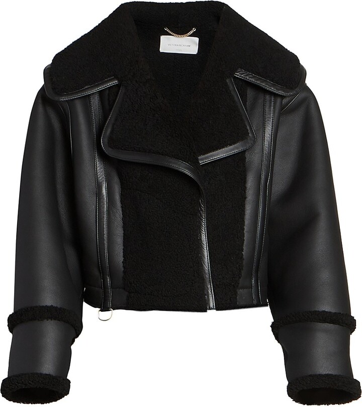 Victoria Beckham Leather Shearling Moto Jacket ShopStyle