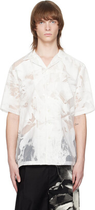 ASOS DESIGN relaxed deep camp collar shirt in sheer white