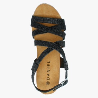 Daniel Beverlywood II Black Metallic Textured Wedge Sandals