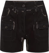 Prada - Printed Denim Shorts - Black 
