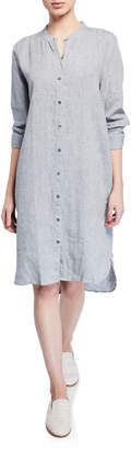 Eileen Fisher Yarn-Dye Organic Linen Hanky Shirtdress