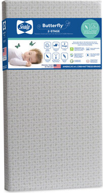 Sealy Baby Sealy Butterfly 2-Stage Dual Firm Premium Ultra Firm Antibacterial Waterproof Baby Crib Mattress & Toddler Bed Mattress, GREENGUARD Gold Certified, 52