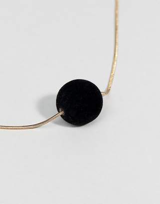 Pieces Long Chain Necklace With Velvet Pom Pom