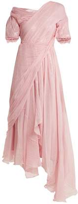 Preen By Thornton Bregazzi - Moira Asymmetric Silk Chiffon Dress - Womens - Pink