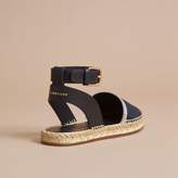 Thumbnail for your product : Burberry Leather and Check Linen Cotton Espadrille Sandals