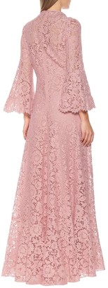 Valentino embellished floral-lace gown