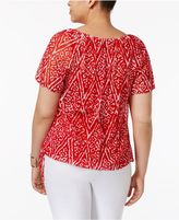 Thumbnail for your product : INC International Concepts Plus Size Printed Drawstring Top, Created for Macy's