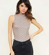 Thumbnail for your product : New Look Camel Love Print Turtle Neck Top