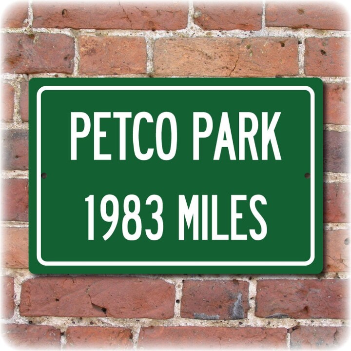 Personalized Highway Distance Sign To Petco Park, Home Of The San Diego Padres