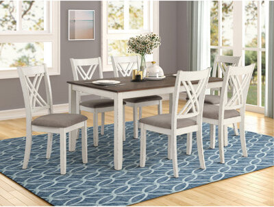 August Grove Chestnut And Vintage White 7-Piece Dining Set