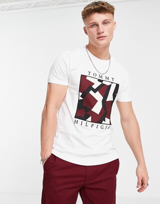 Tommy Hilfiger dazzle box logo print t-shirt in white - ShopStyle