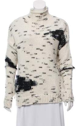 Line Patterned Mock Neck Sweater White Patterned Mock Neck Sweater