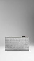 Thumbnail for your product : Burberry Embossed Check Patent Leather Continental Wallet