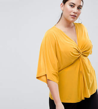 Outrageous Fortune Plus Outrageous Fortune plus knot front jersey top in yellow