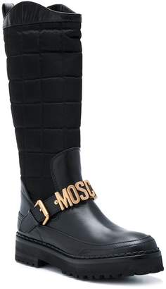 Moschino logo buckle boots