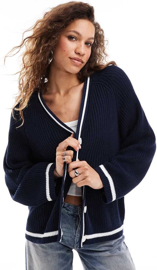 Cable Knit Monki Purple Cardigan Cardigan Sweaters Monki Cardigan Knit  Cardigan (Monki) For Women