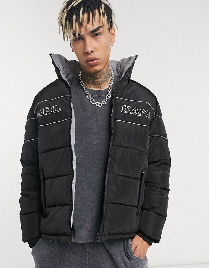 Karl Kani Retro reversible puffer jacket in black/silver - ShopStyle  Outerwear