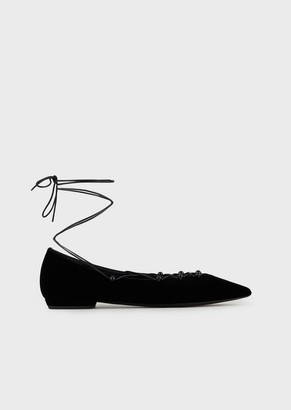 Emporio Armani Ballerinas With Velvet Toe And Cross-Over Laces - ShopStyle  Flats