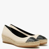 Thumbnail for your product : Tory Burch Colour Block 50MM Cream Perfect Black Canvas Low Wedge Espadrilles