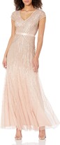 Thumbnail for your product : Adrianna Papell Women's Long Beaded V-Neck Dress with Cap Sleeves and Waistband
