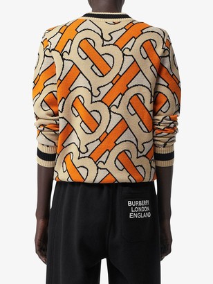 Burberry Monogram Intarsia Wool V-neck Sweater