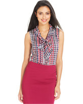 Thumbnail for your product : Tahari ASL Sleeveless Houndstooth Tie-Front Top