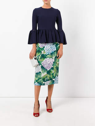 Dolce & Gabbana hydrangea print pencil skirt