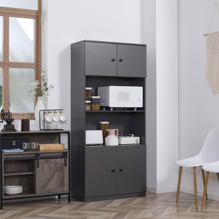 71" Kitchen Buffet with Hutch, Pantry Storage with