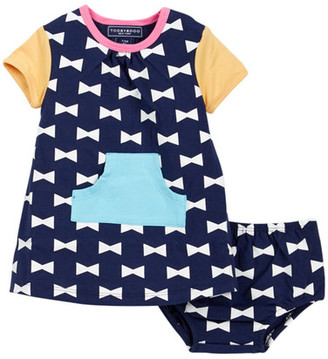 Toobydoo Happy Bows Kangaroo Pocket Dress (Baby & Toddler Girls)