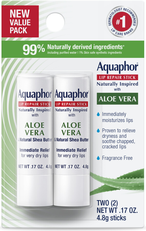 Aquaphor Aloe Vera Lip Repair Stick, 2 CT