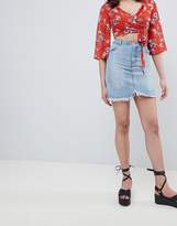 Thumbnail for your product : Missguided Tall Raw Hem Denim Mini Skirt