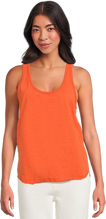Mod-o-doc Curve Hem Scoop Neck Tank Top Women's Clothing Orange Clay : SM (US 4-6), Cotton