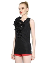Thumbnail for your product : DSQUARED2 Plisse Ruffled Cotton Poplin Top