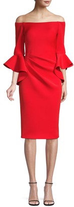 red bell sleeve dress