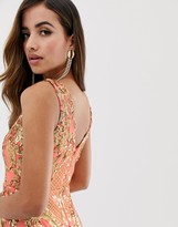 Thumbnail for your product : Goddiva high neck sequin embellished mini dress in coral