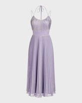 Thumbnail for your product : Halston Evelia Pleated Shimmer Midi Dress
