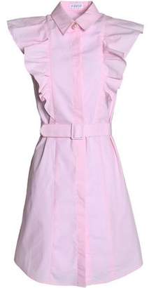 Claudie Pierlot Embellished Ruffled Cotton-Poplin Shirt Dress