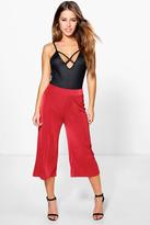 Thumbnail for your product : boohoo Petite Olivia Shimmer Slinky Culotte Trouser