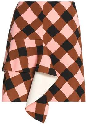 Marni Ruffled Gingham Neoprene Mini Skirt