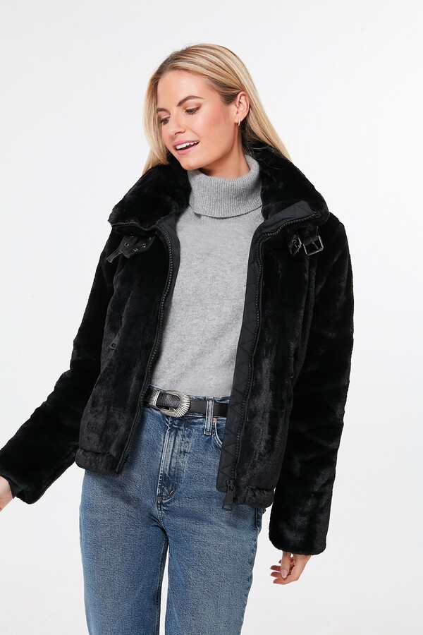 SAM. Black Faux Fur Denver Coat ShopStyle