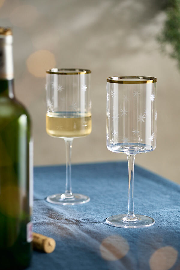 Starry Gold Rim Wine Glasses