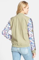 Thumbnail for your product : Billabong 'Backup Luv' Print Sleeve Quilted Front Jacket (Juniors)